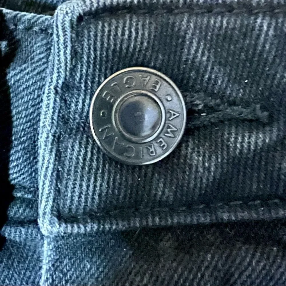 American Eagle black button up denim jean mini skirt with pockets 00